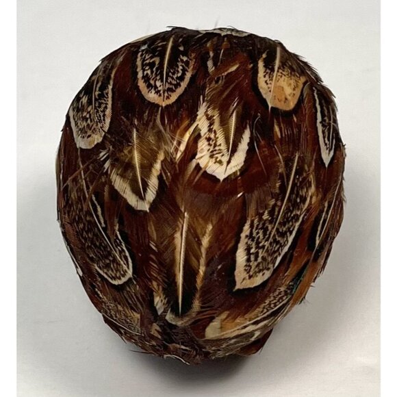 Decorative Faux Egg Covered with Real Brown Bird Feathers Home Decor 2.5" EUC - Picture 3 of 4